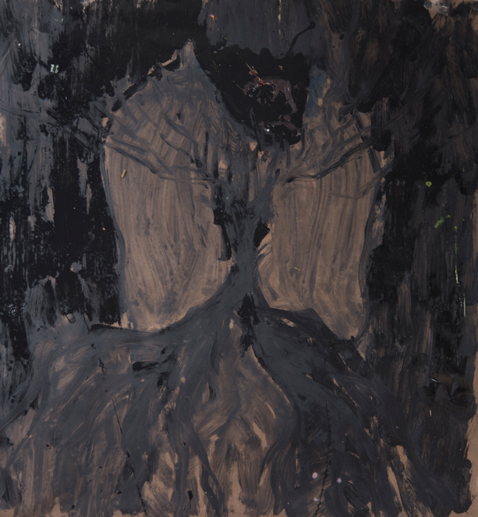 Dark Silhouette, 80x80cm, oil and enamel on canvas, 2019
